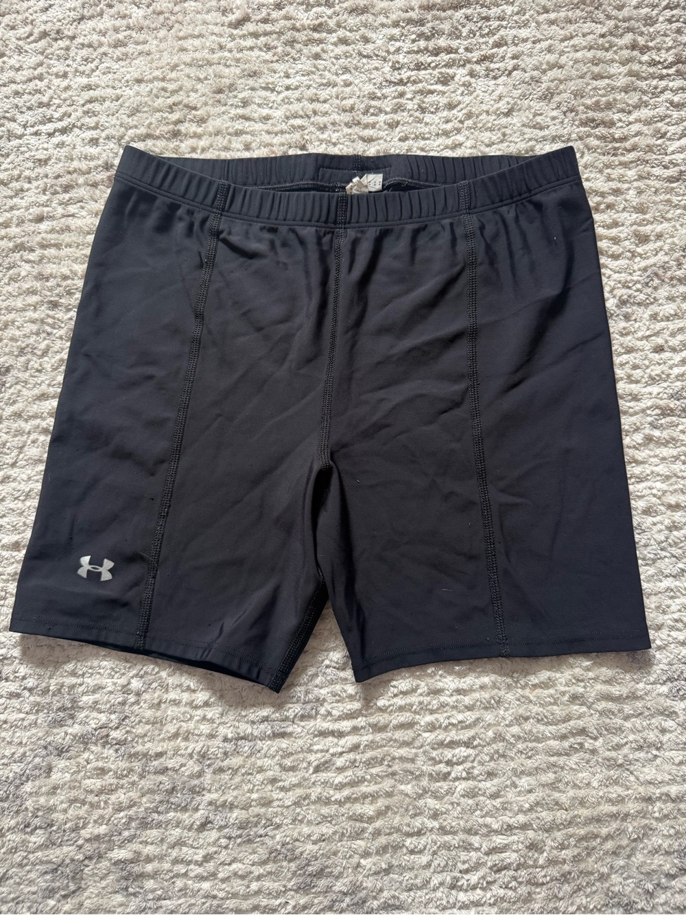 Girls Under Armour Black Performance Training Shorts with Silver Logo